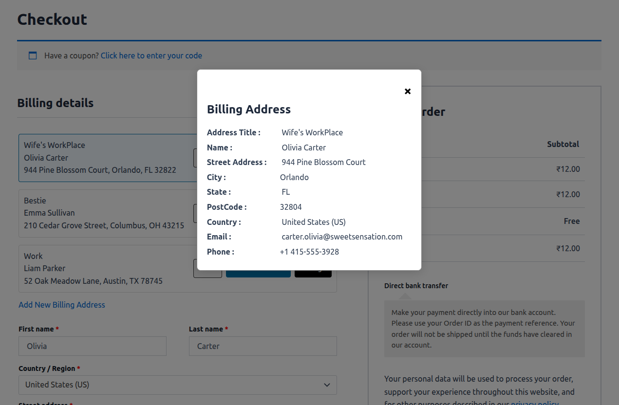 PC User Address Manager for WooCommerce