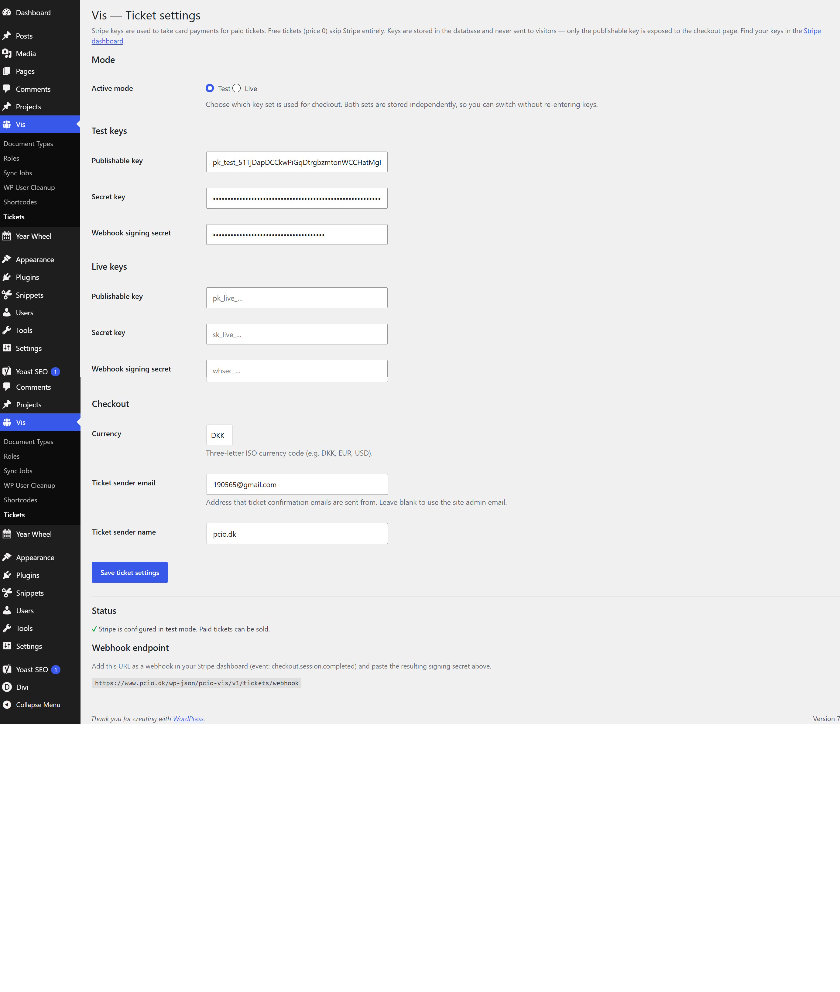 Landing page with tiles for each section in the application