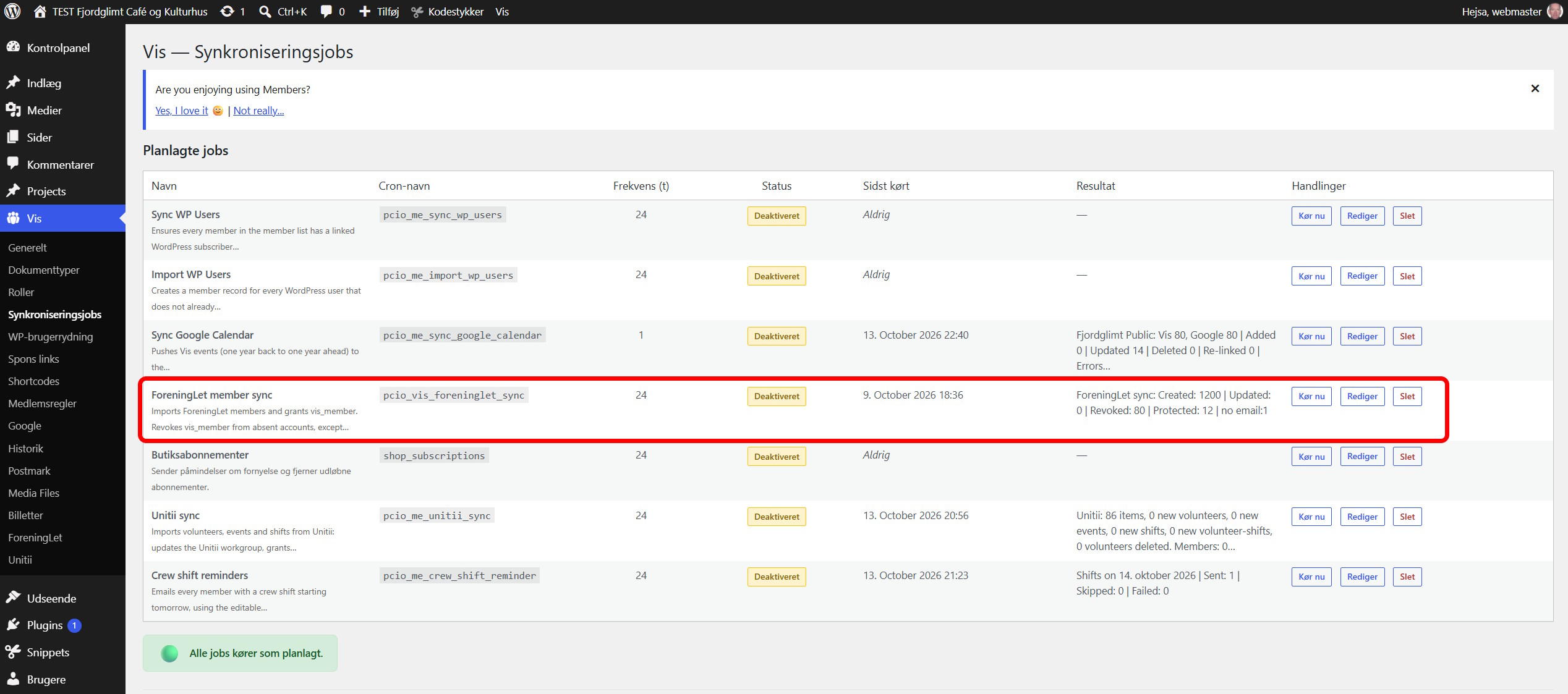 The Vis cron sync jobs has gotten a new Unitii importer job