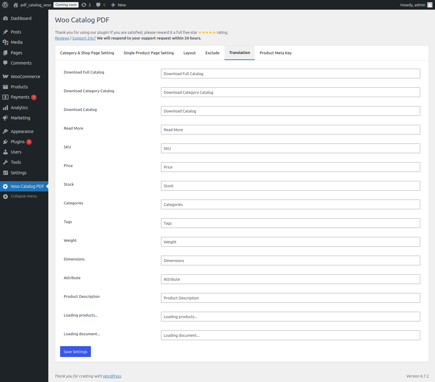 PDF Catalog Woocommerce
