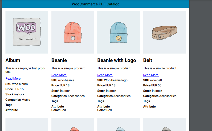 PDF Catalog Woocommerce