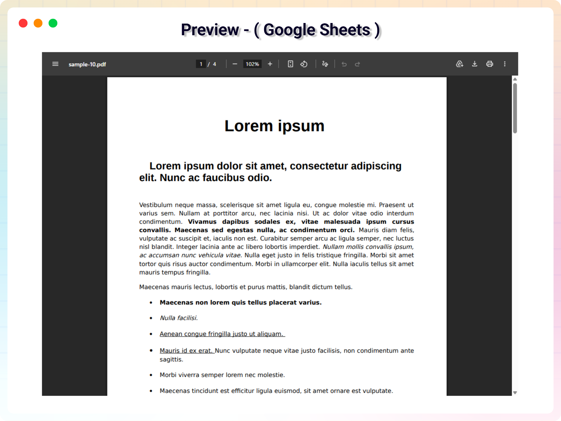 PDF Embed Block - Preview ( Google Sheets )