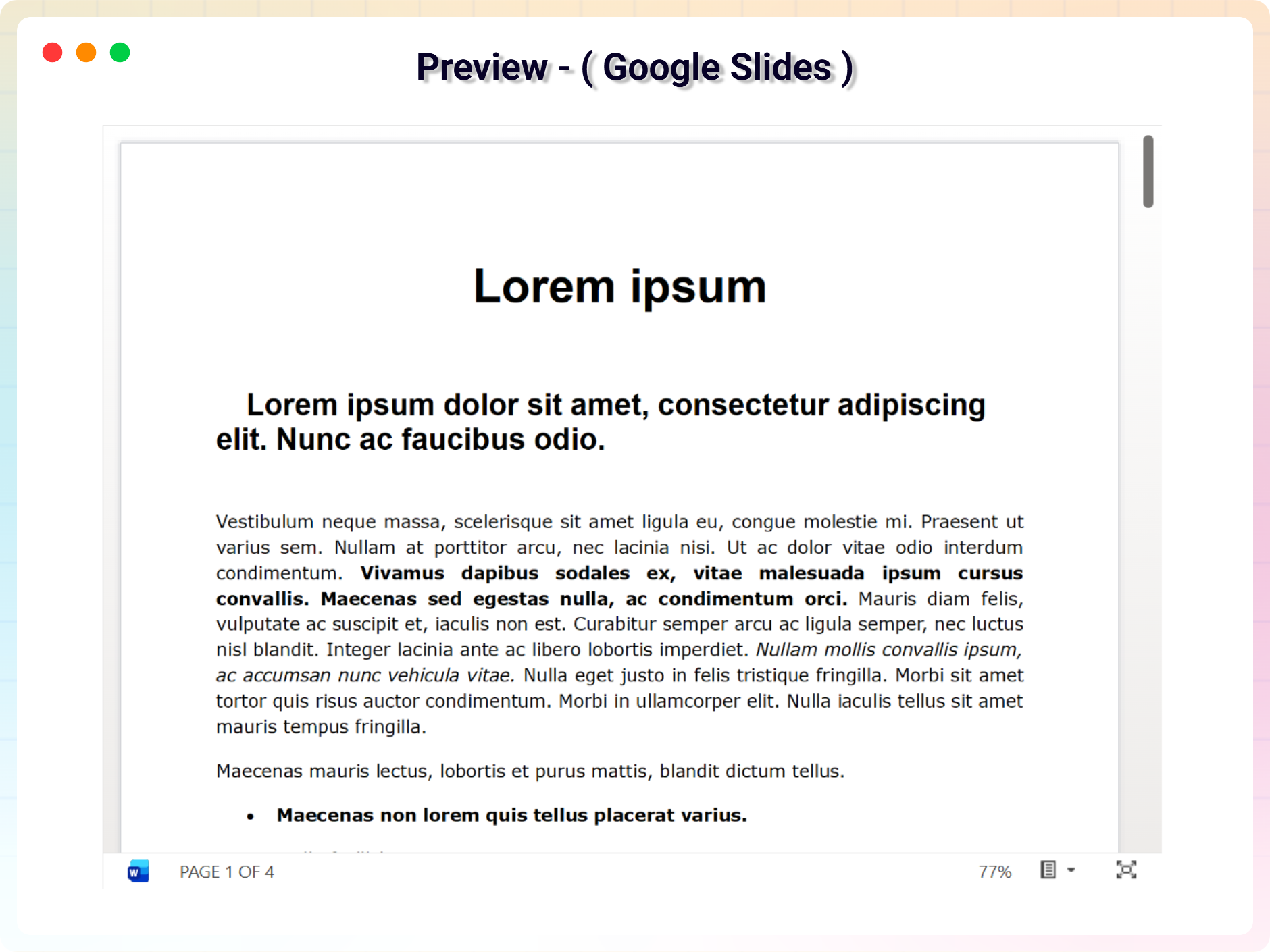 PDF Embed Block - Preview ( Google Slides )