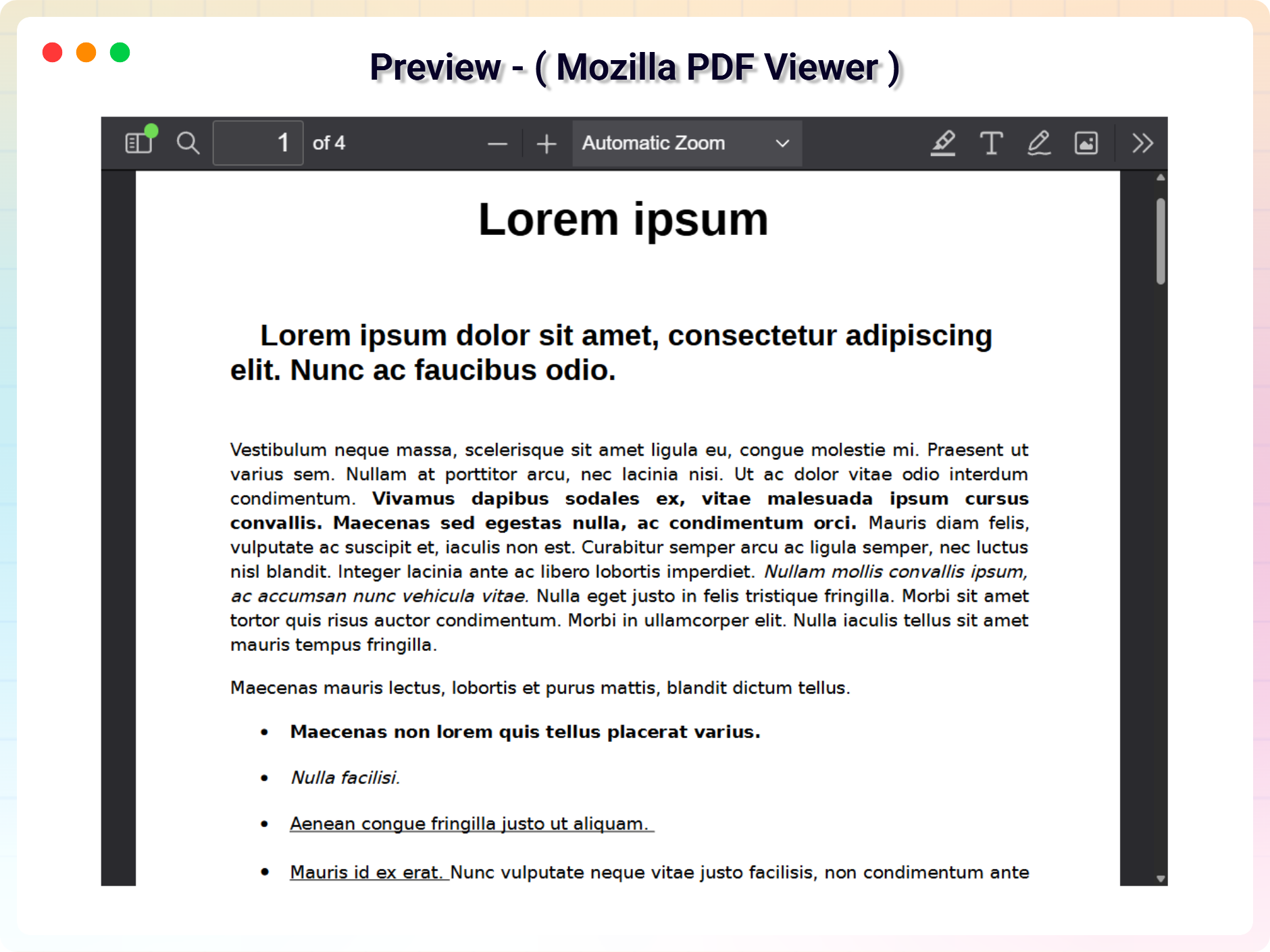 PDF Embed Block - Preview ( Mozilla PDF Viewer )