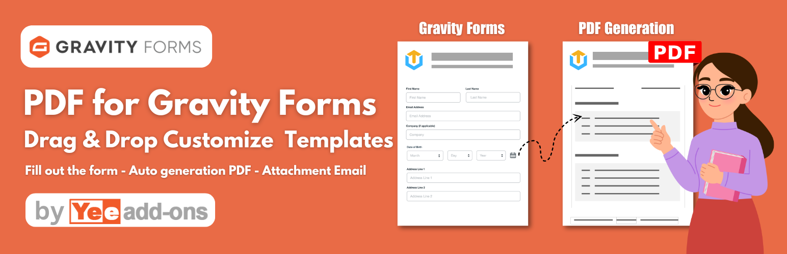 WordPress 外掛 Gravity Forms PDF + Drag And Drop Template Builder 的封面圖片。