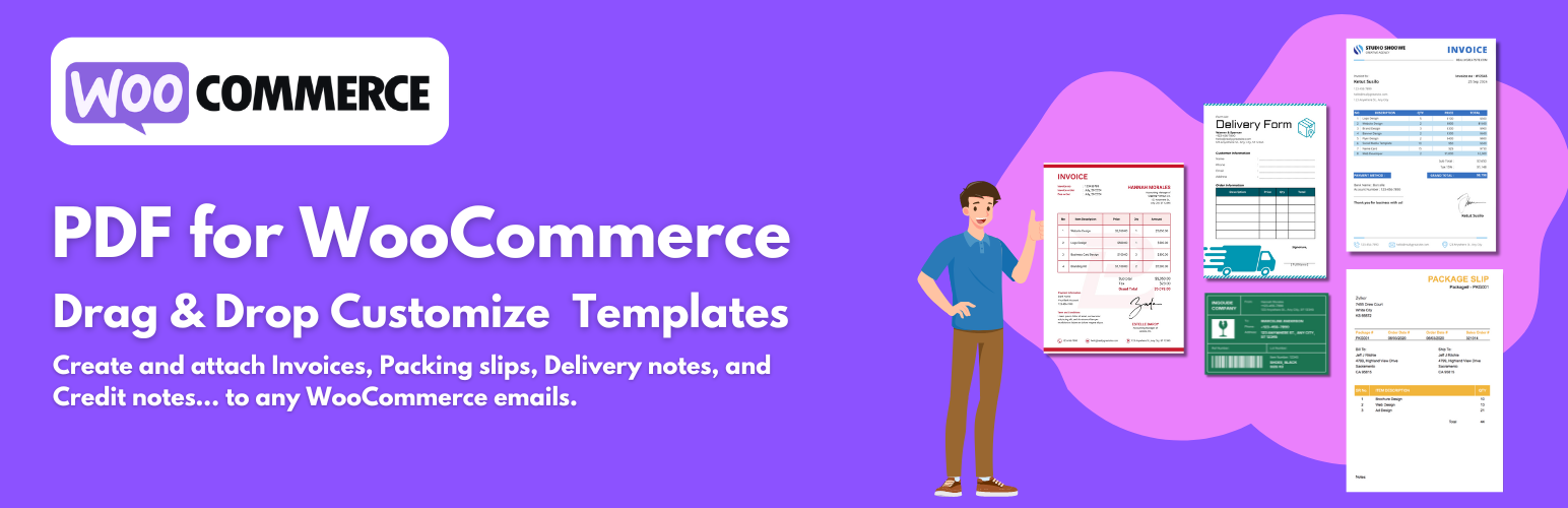 PDF Invoice for WooCommerce + Drag and Drop Template Builder