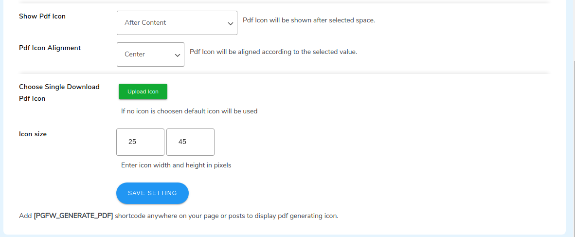 Pdf icon setting