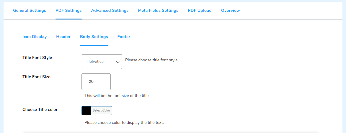 PDF Body setting