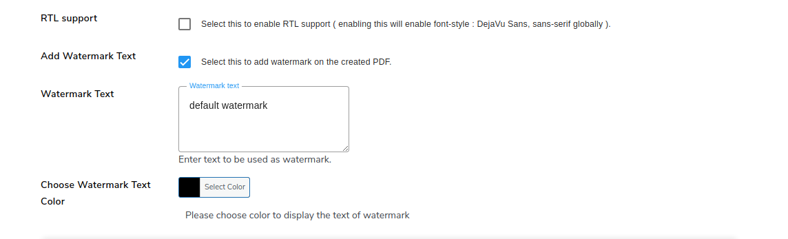 PDF Watermark setting