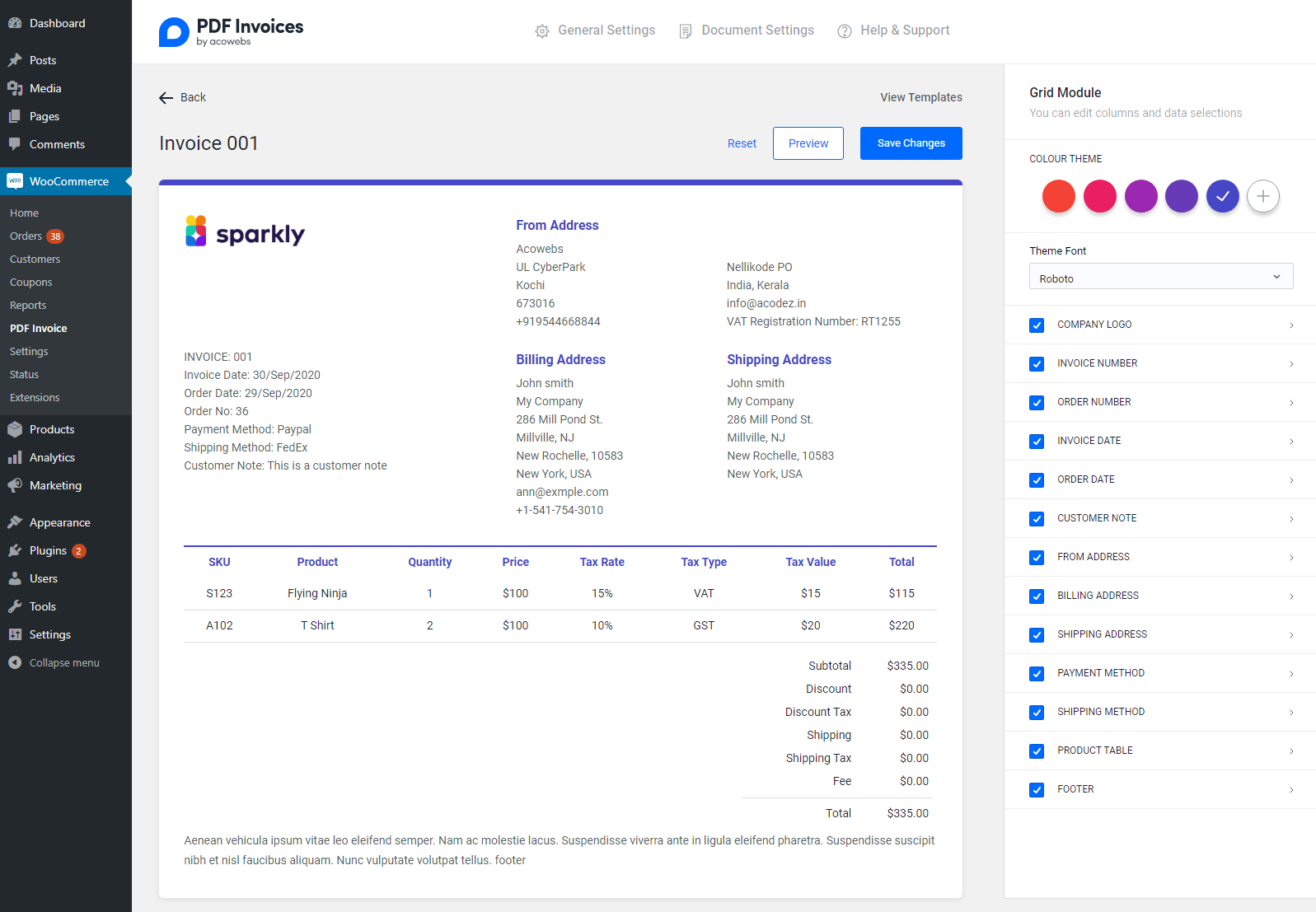 Invoice Customizer