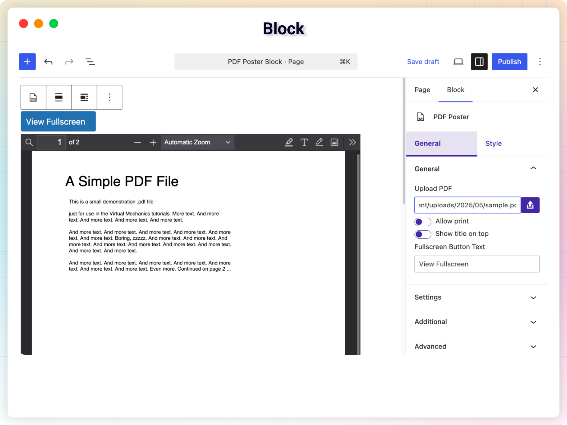 PDF Poster – PDF Embedder Plugin