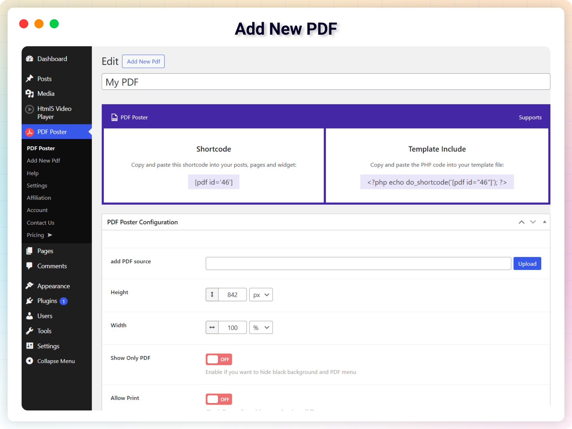 PDF Poster – PDF Embedder Plugin