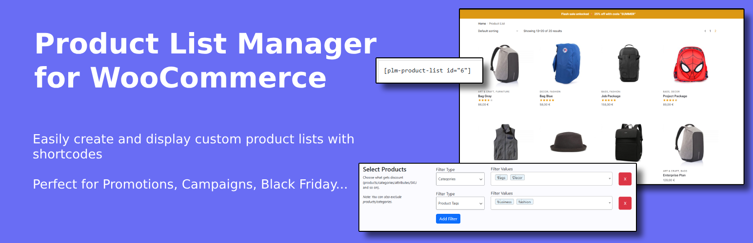 PDP Product List Manager for WooCommerce