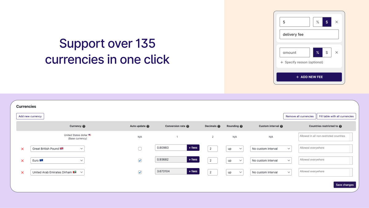 Add all currencies at once (rates updated automatically, no API keys required!)