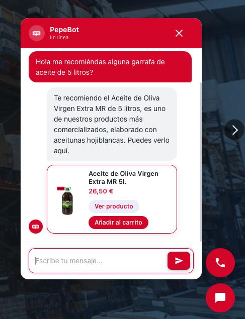 AI chatbot answering about store products.