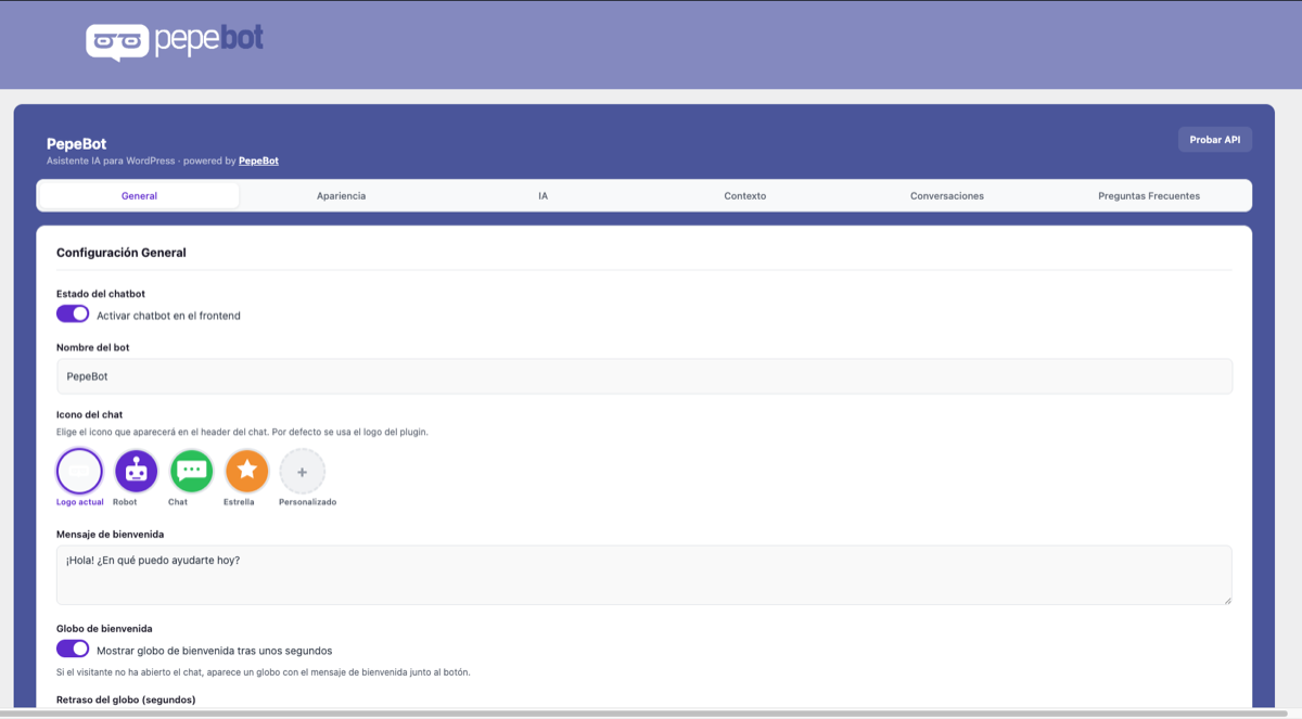 General plugin settings.