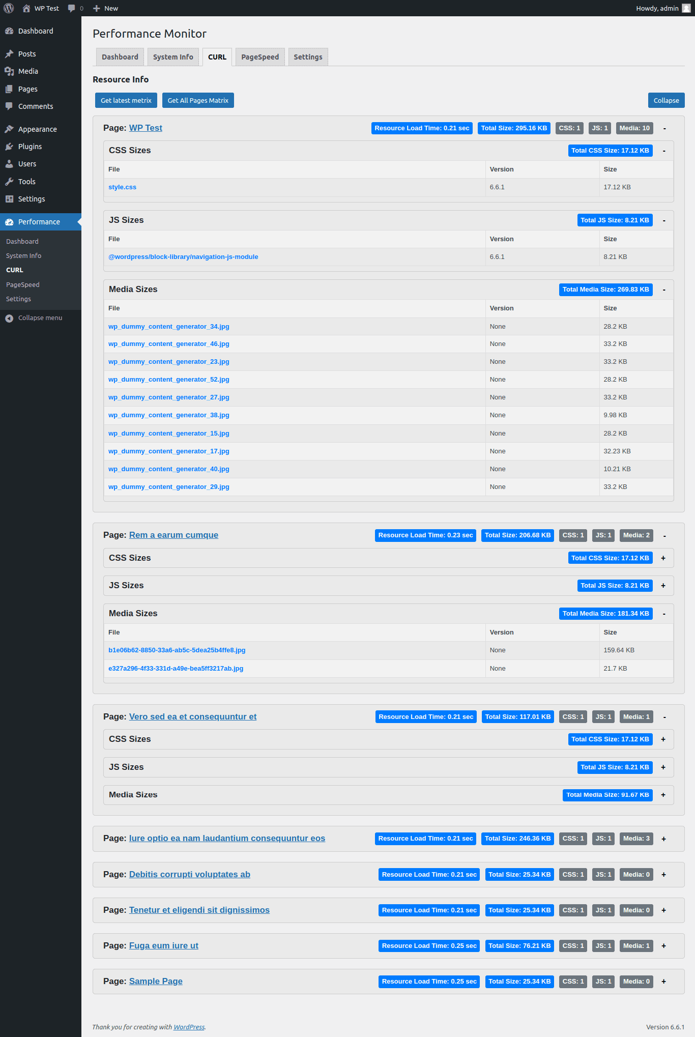 PageSpeed Performance Monitor: Quick overview of key performance metrics and diagnostics.