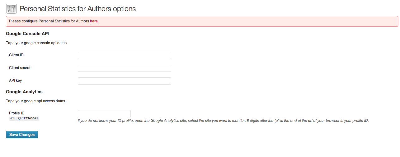Plugin settings page