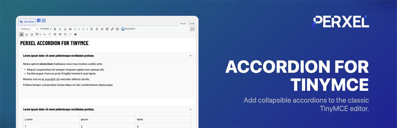 WordPress 外掛 Perxel Accordion for TinyMCE 的封面圖片