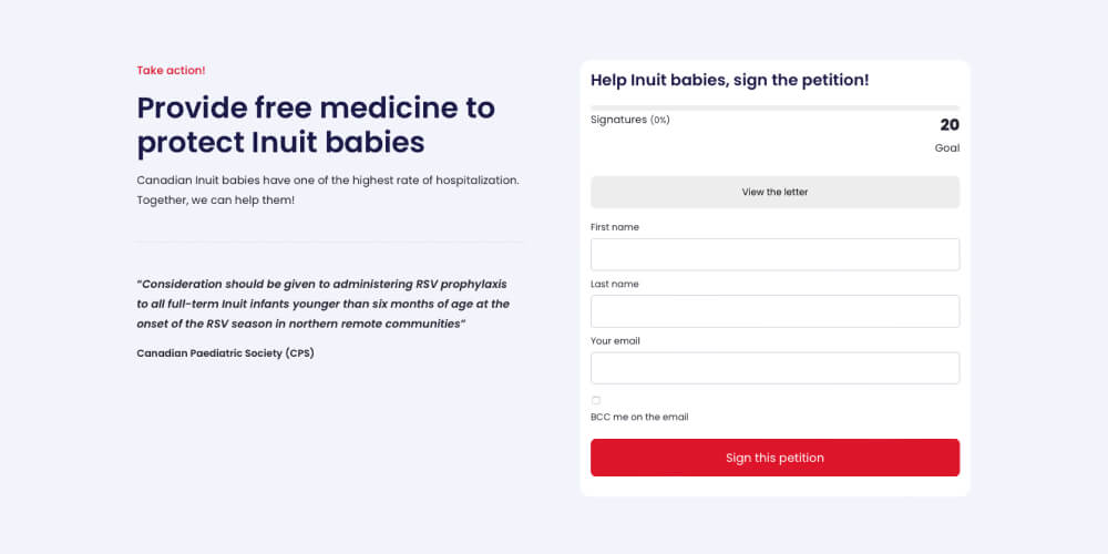 Petition on the frontend