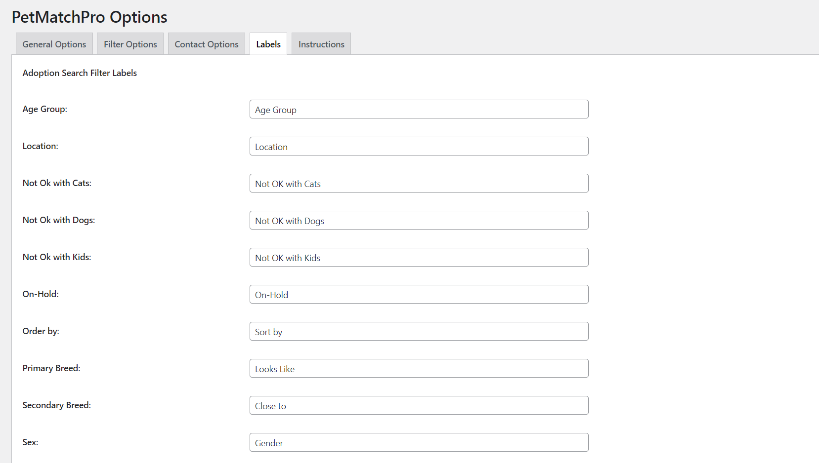 Customize the label for any of the data fields.