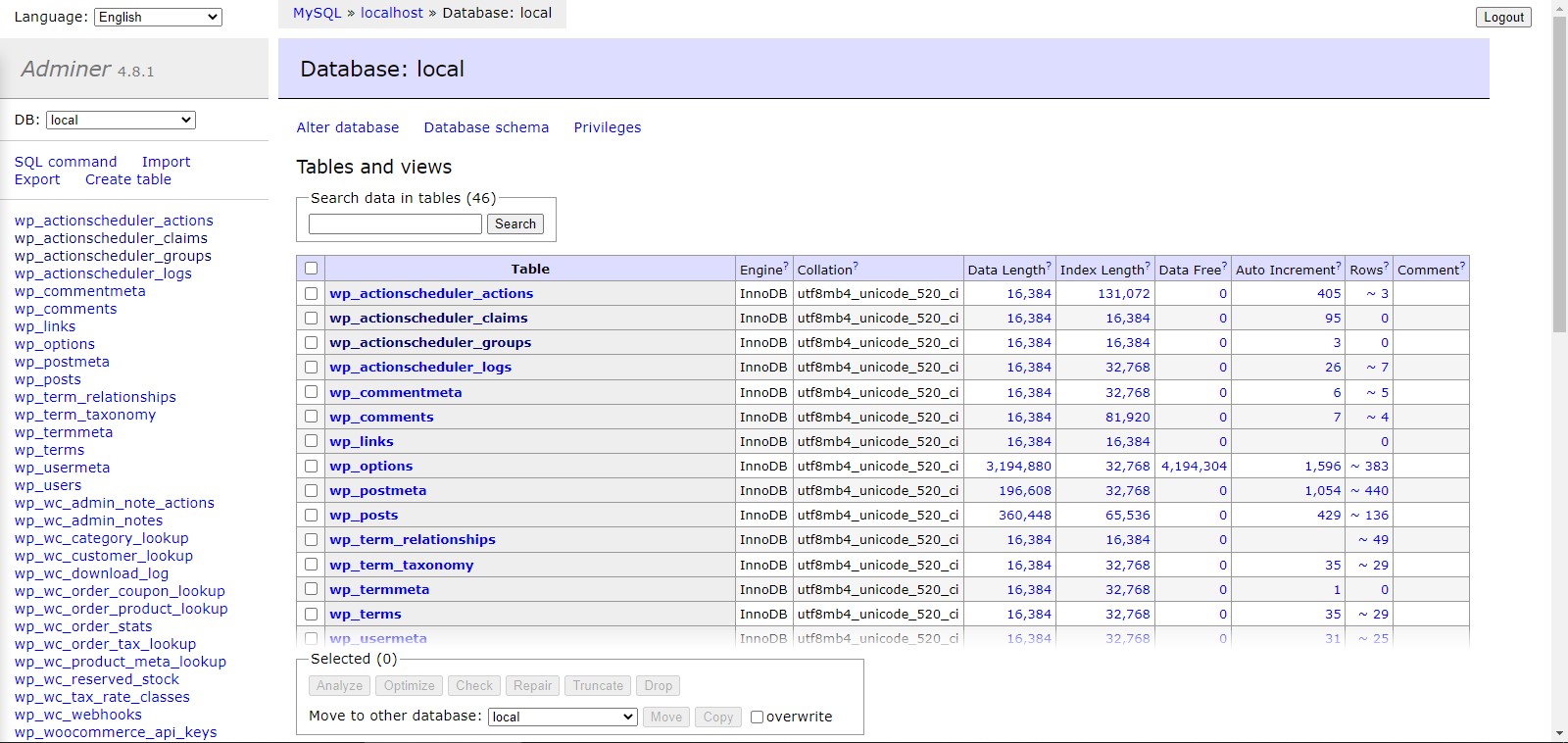 Database Management tool &#8211; Adminer