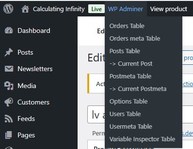 The new dropdown admin_bar items