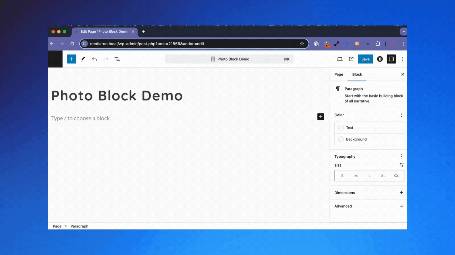 Adding a photo with Photo Block is easy in the block editor.