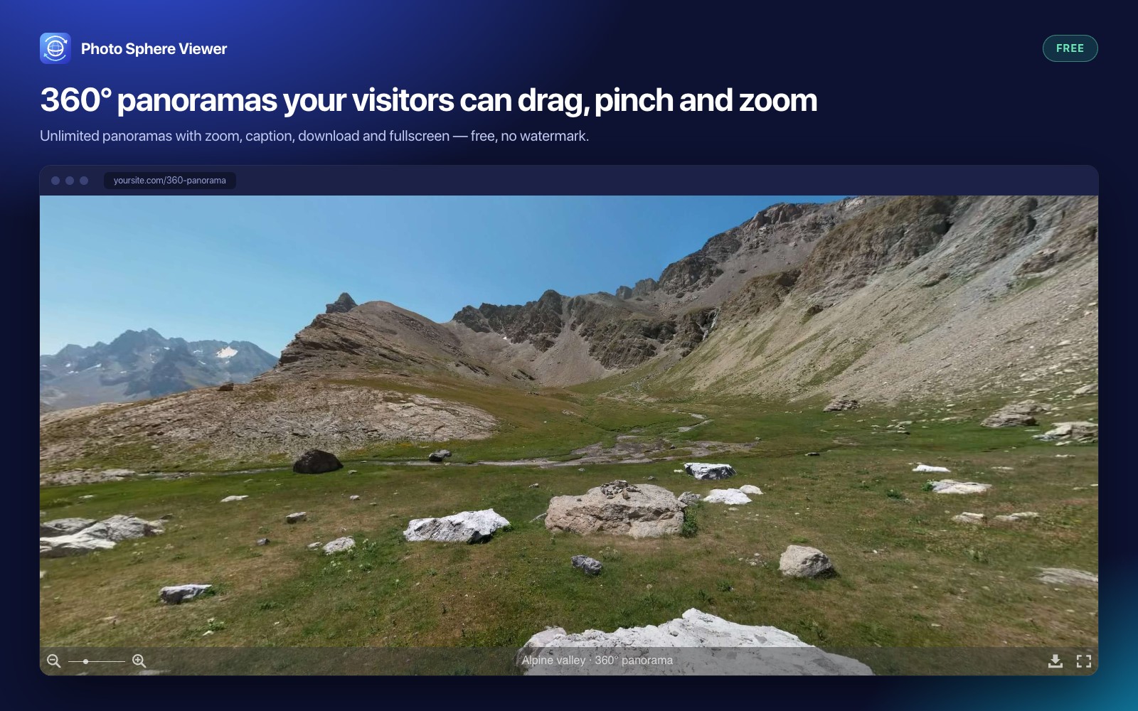 360° panorama embedded using the Elementor widget