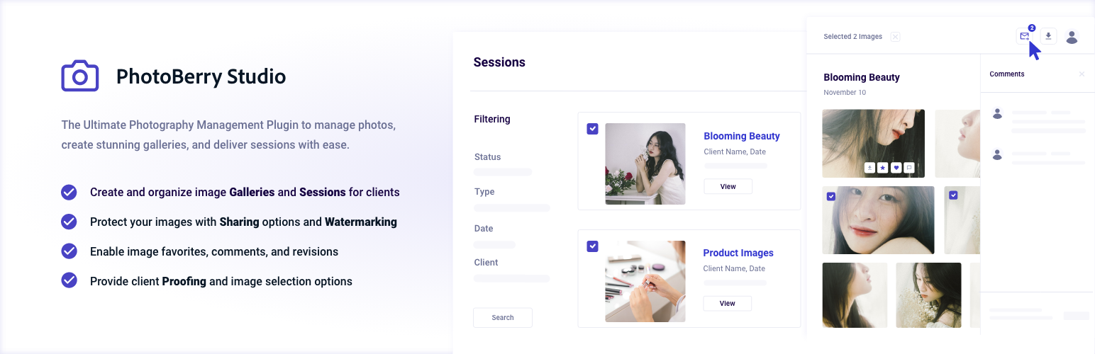 PhotoBerry Studio for Photographers – Image Selection, Proofing, Watermarking & Client Management