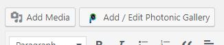 If you are not using Gutenberg, build the shortcode for Photonic through the Media Uploader by clicking on 