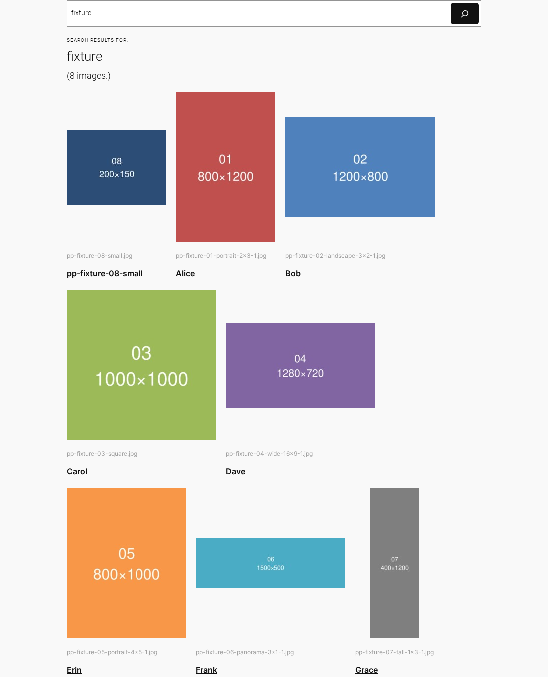 Search results with images: the Image Search template