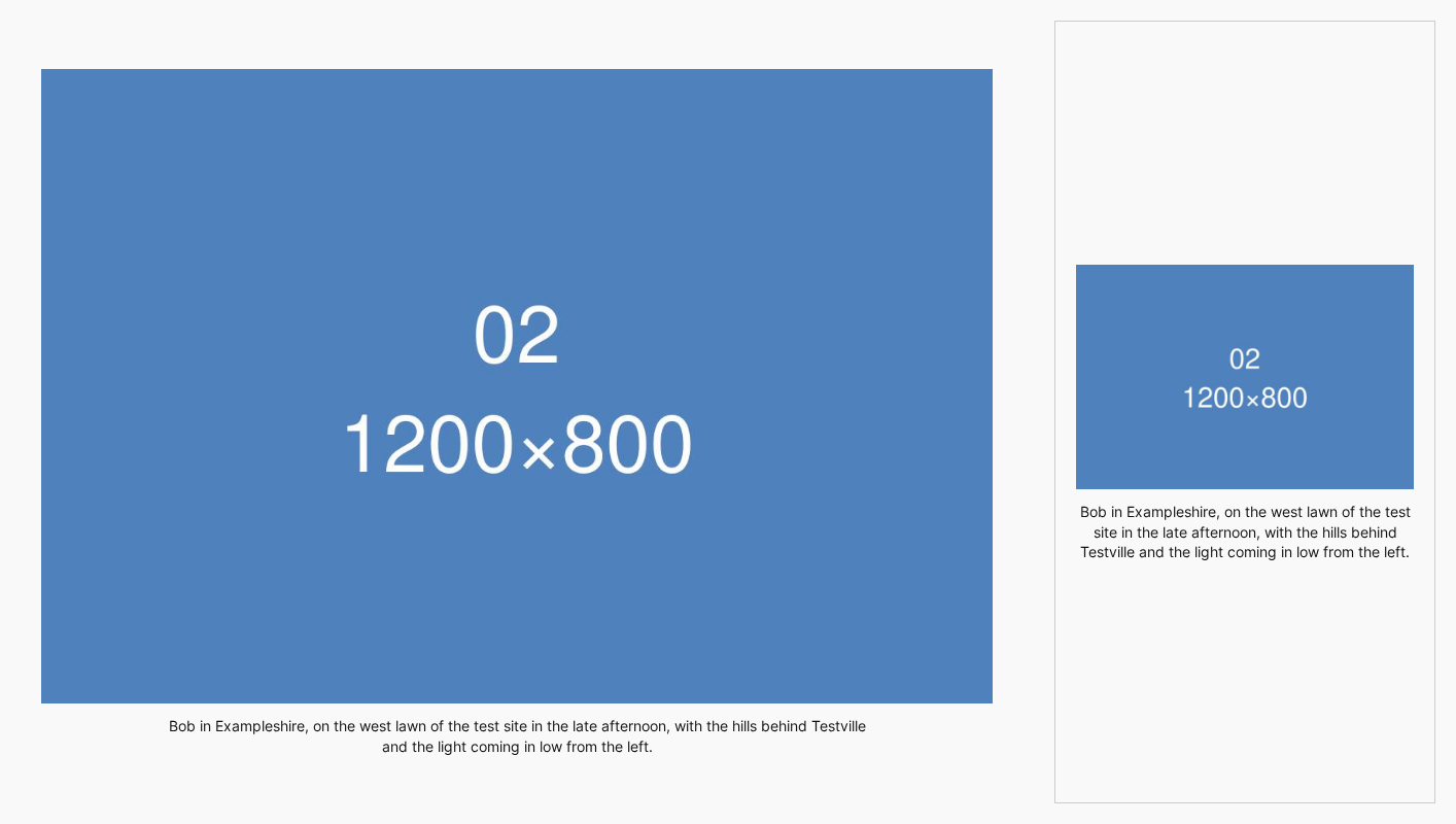 Gallery Slideshow captions at 75% of the slideshow's width on a desktop, and the full width on a phone