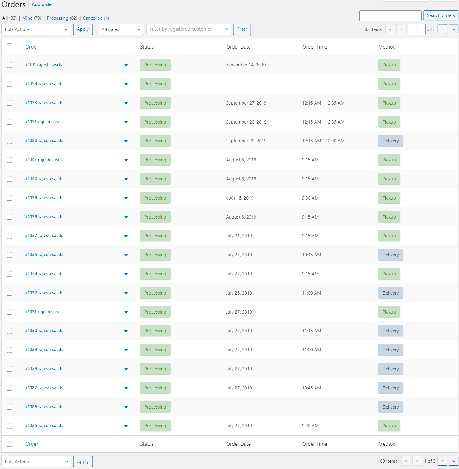 Order date, Order pickup, Order date time, Pickup Location, delivery date for WooCommerce