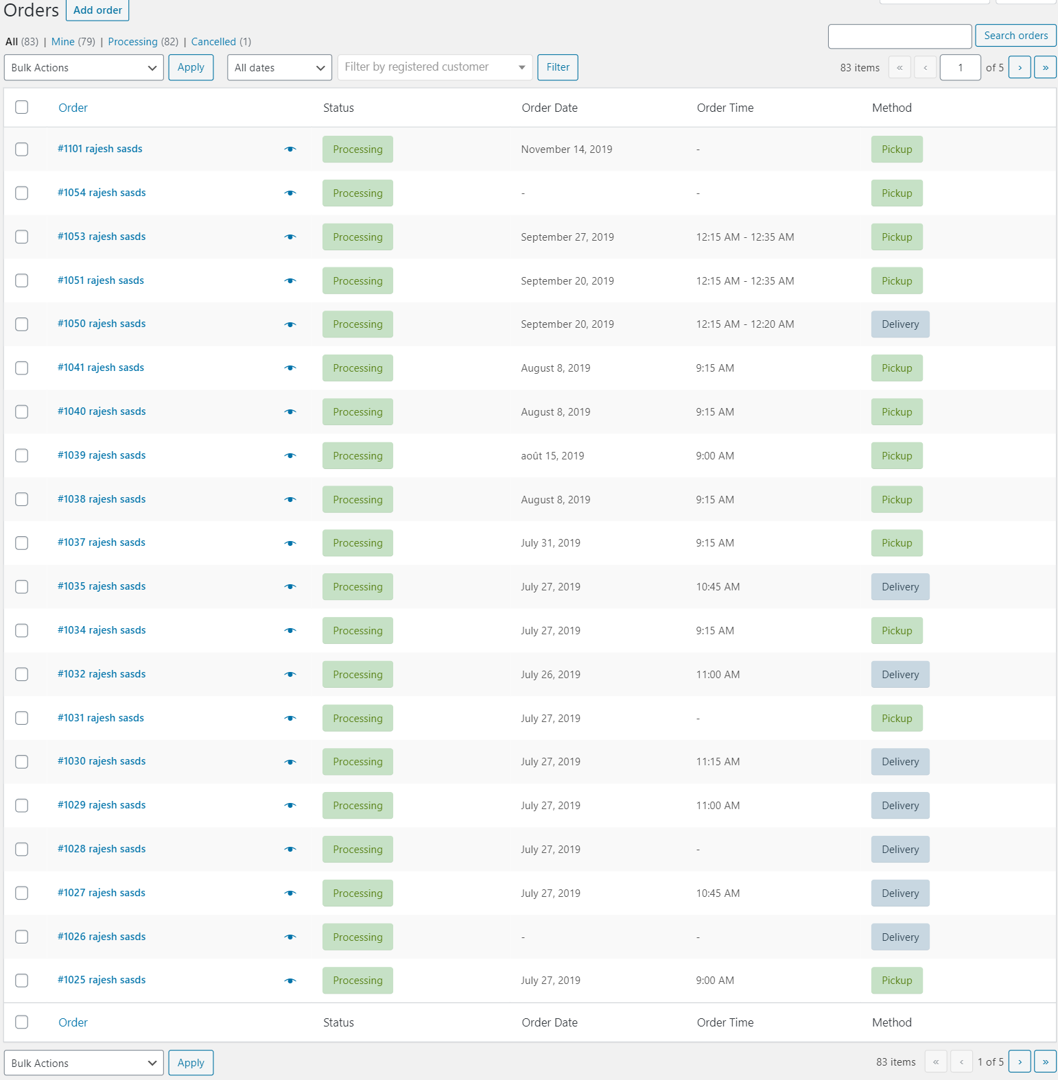 Order date, Order pickup, Order date time, Pickup Location, delivery date  for WooCommerce