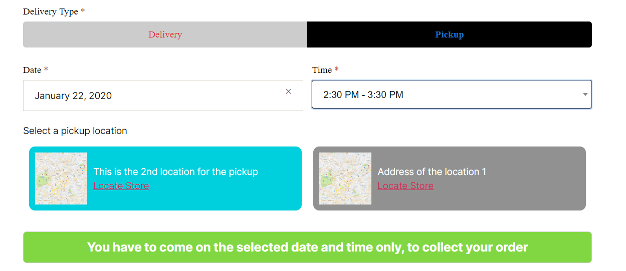 Order date, Order pickup, Order date time, Pickup Location, delivery date  for WooCommerce