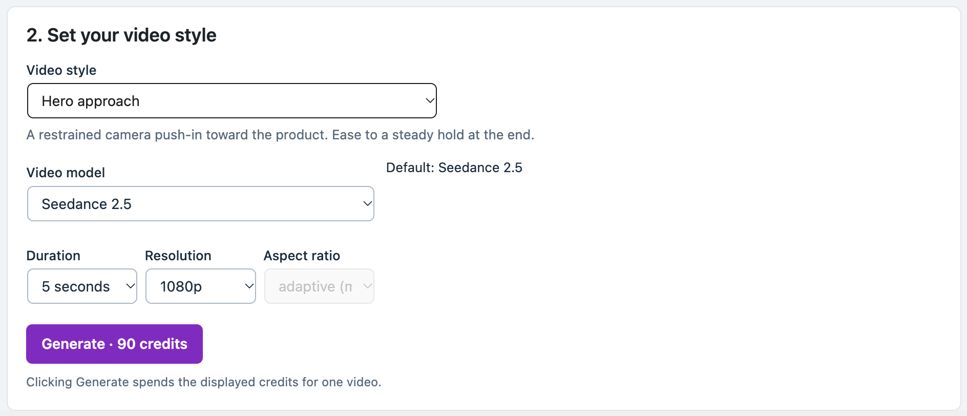 Video settings and credit quote.