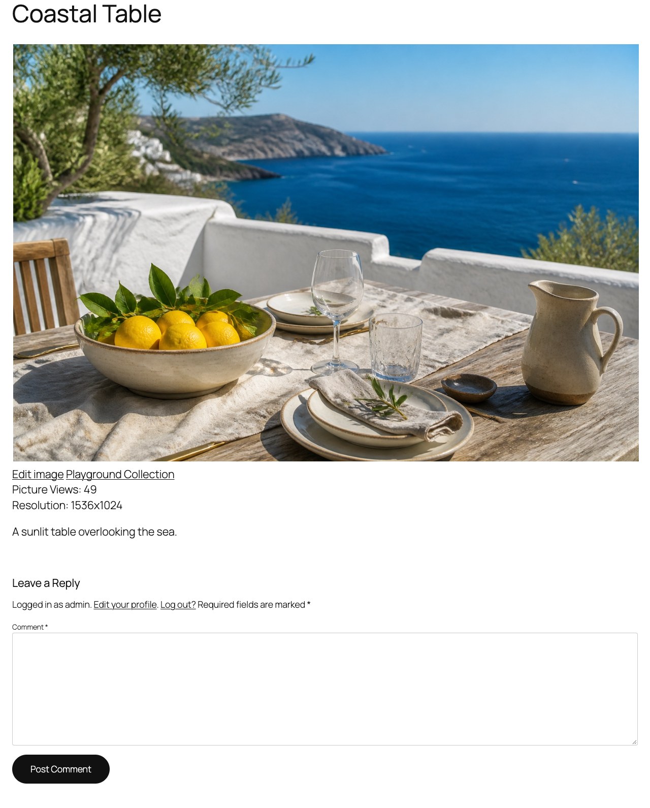 Picture detail page with image information.