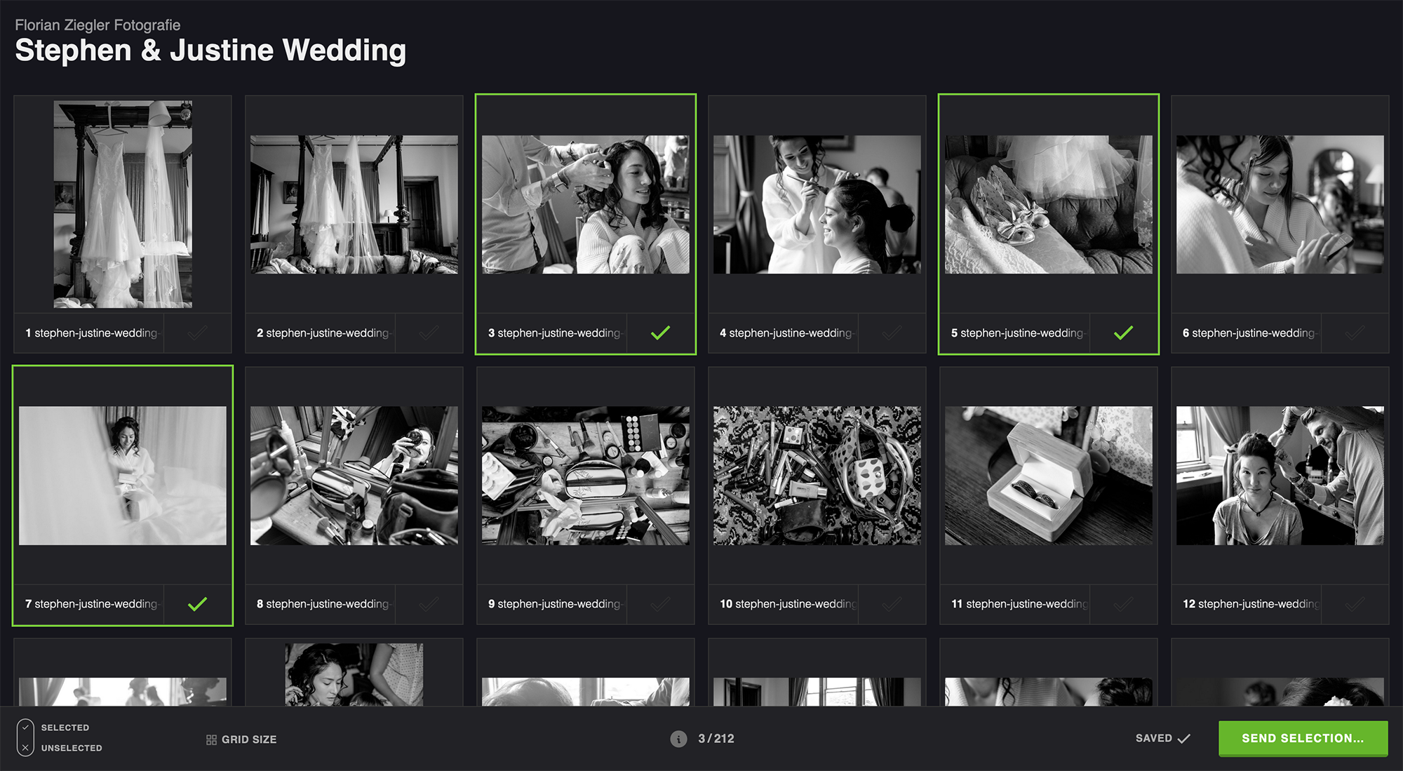 This is how the client sees the proofing gallery. (You can choose between a dark and a light theme, by the way.)