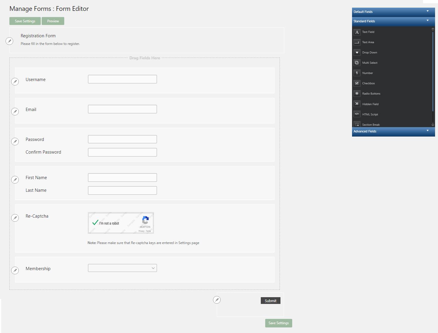 Registration Form Builder