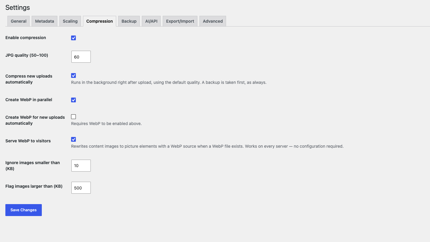 Settings — everything is a default; each action asks when you run it
