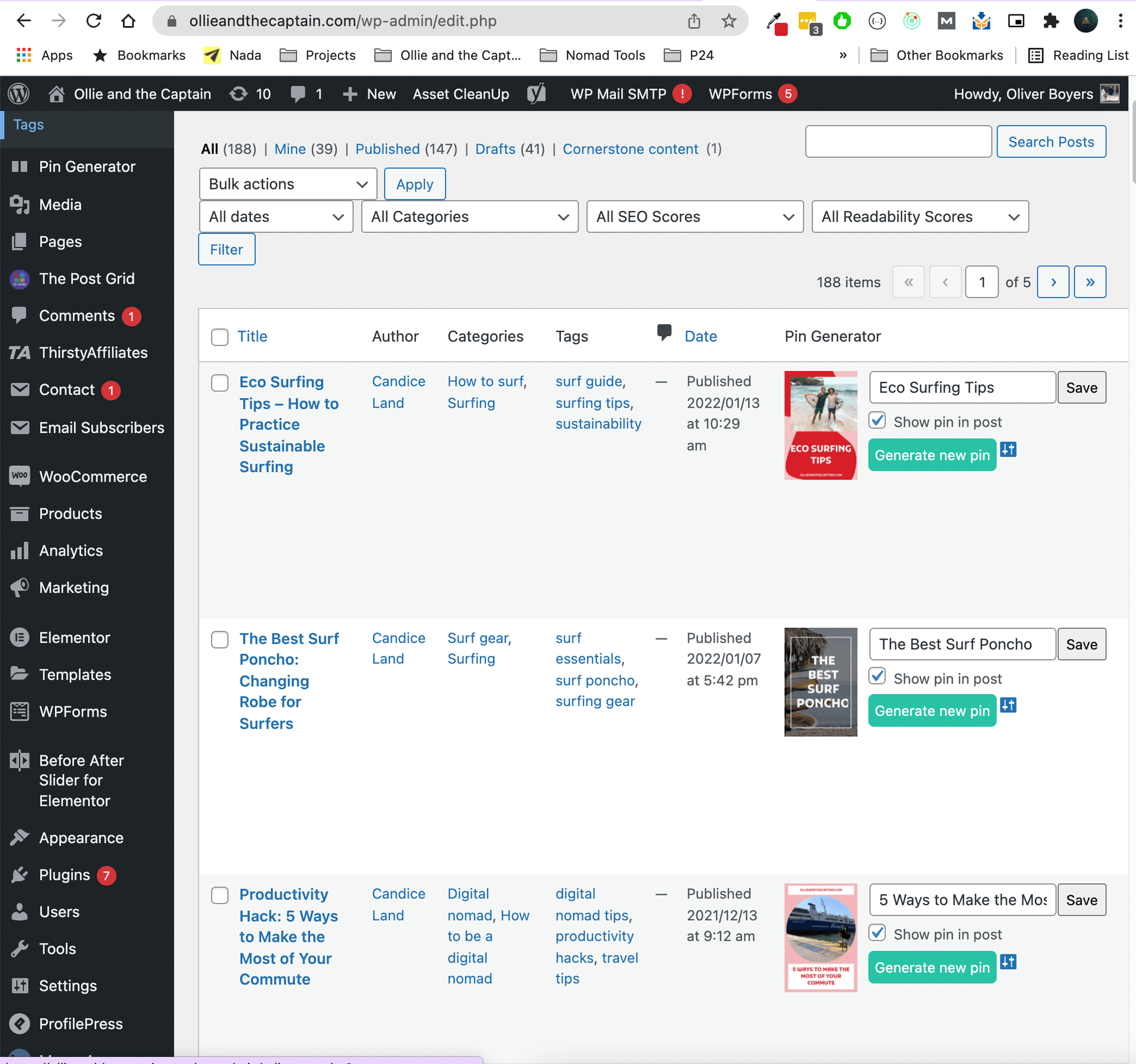 Generate a Pinterest pin for each of your blog posts in one click