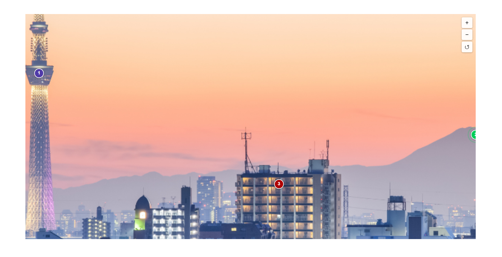 Zoom and pan into a large image; markers stay crisp and readable.