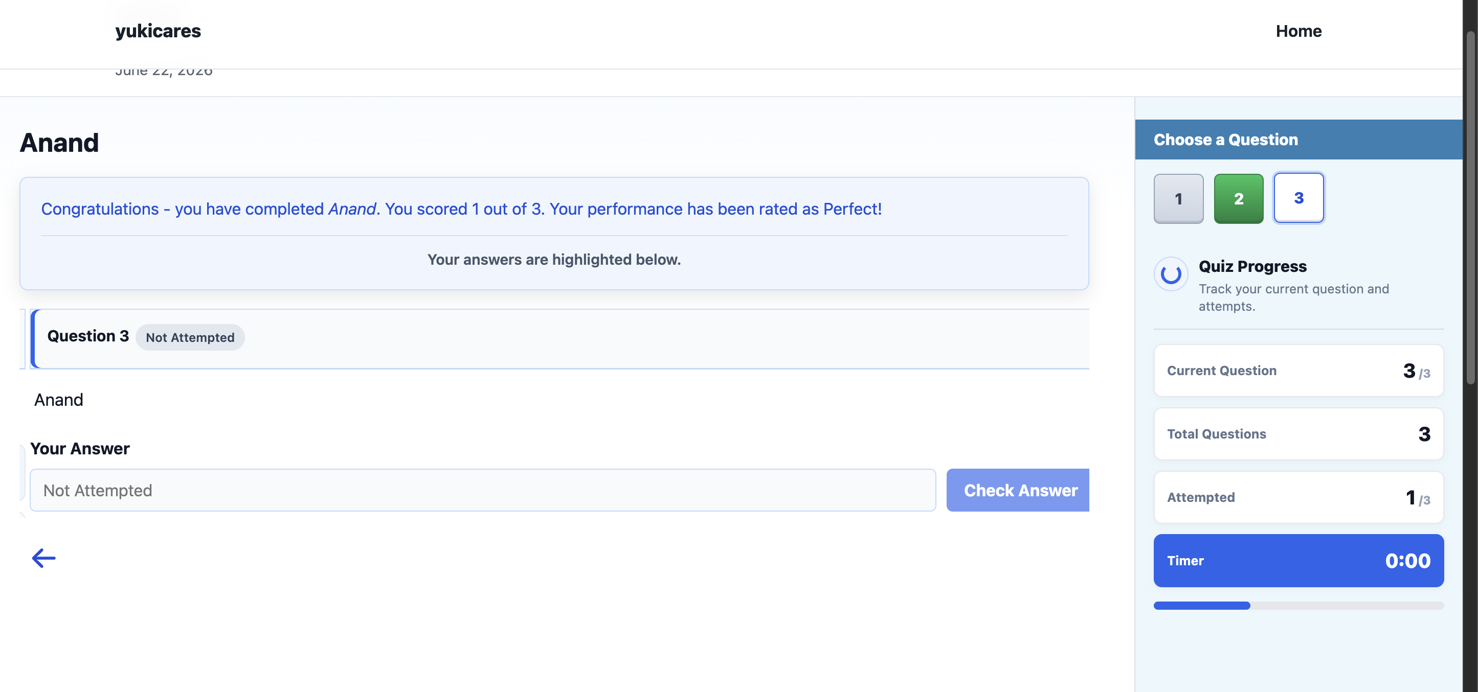 Question editor with multiple-choice answers, hints, and explanations.