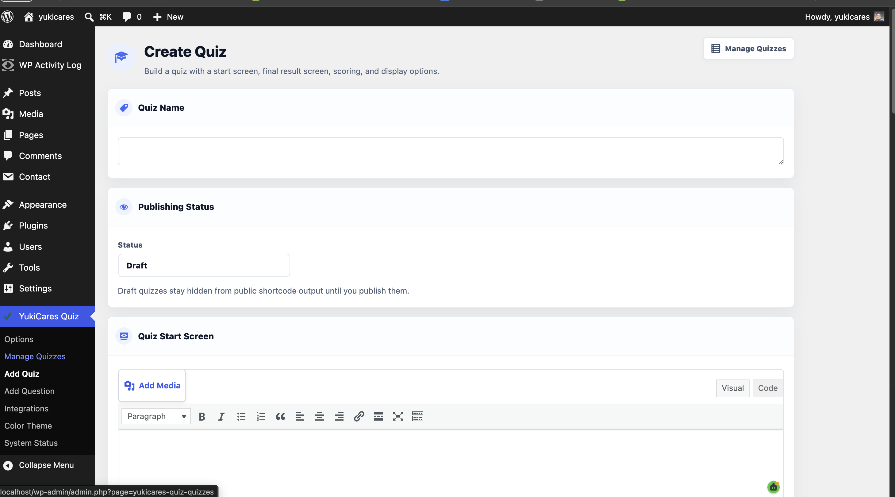 Quiz in progress with sidebar question picker and progress indicator.