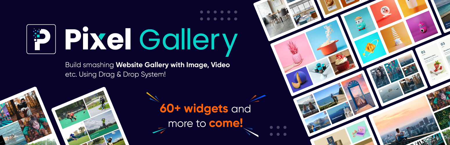 WordPress 外掛 Pixel Gallery Addons for Elementor – Easy Grid, Creative Gallery, Drag and Drop Grid, Custom Grid Layout, Portfolio Gallery 的封面圖片。