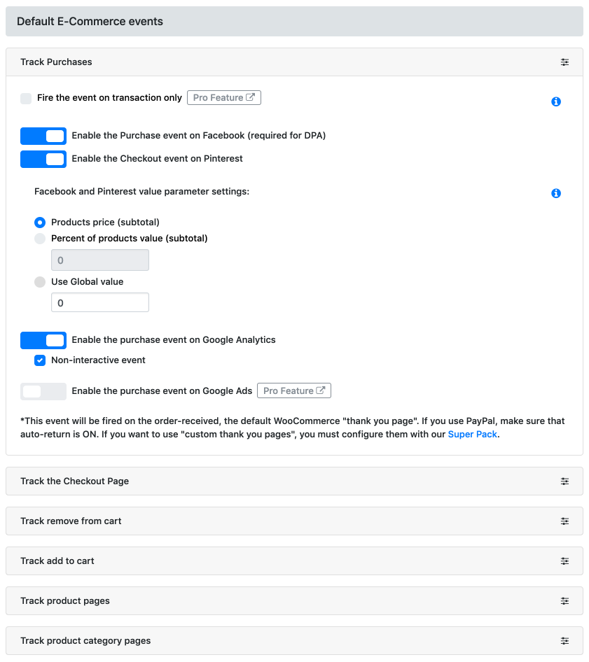 You can track value for each WooCommerce events, plus other useful parameters.