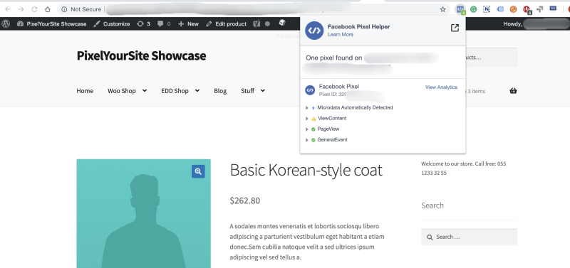 Test your Facebook pixel with Pixel Helper Chrome extension.