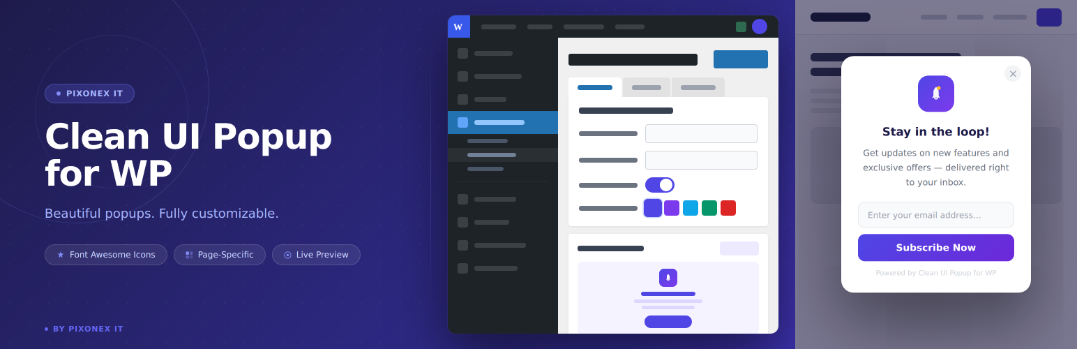 WordPress 外掛 PixoNex Clean Popup 的封面圖片