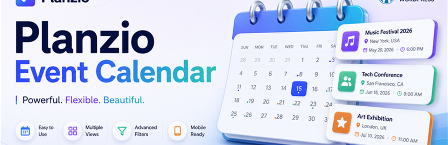 Planzio Event Calendar – Responsive Events Manager & Booking Calendar